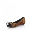 Damen Sergio Rossi Ballerinas | Ballerinas Ponyhaar Tiger Print Lackleder Schwarz