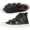 Damen Chloé Sneaker | Sneaker Susanna High Leder Schwarz Nieten Gold Floral