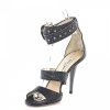 Damen Jimmy Choo Sandalen | Sandalen Kalbsleder Kristallverzierung Nieten Pragung Schwarz