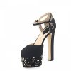 Damen Elie Saab Pumps | Plateaupumps Kristallverzierung Nieten Schmuckstein Schwarz Gold