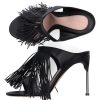 Damen Alexander McQueen Sandalen | Sandalen Whs4I Fransen Schwarz Silber