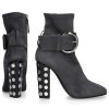 Damen Giuseppe Zanotti Stiefeletten | Stiefeletten Kalbslederveloursleder Nieten Grau