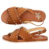 Damen Truman's Sandalen | Sandalen 9166 Veloursleder Nieten Braun