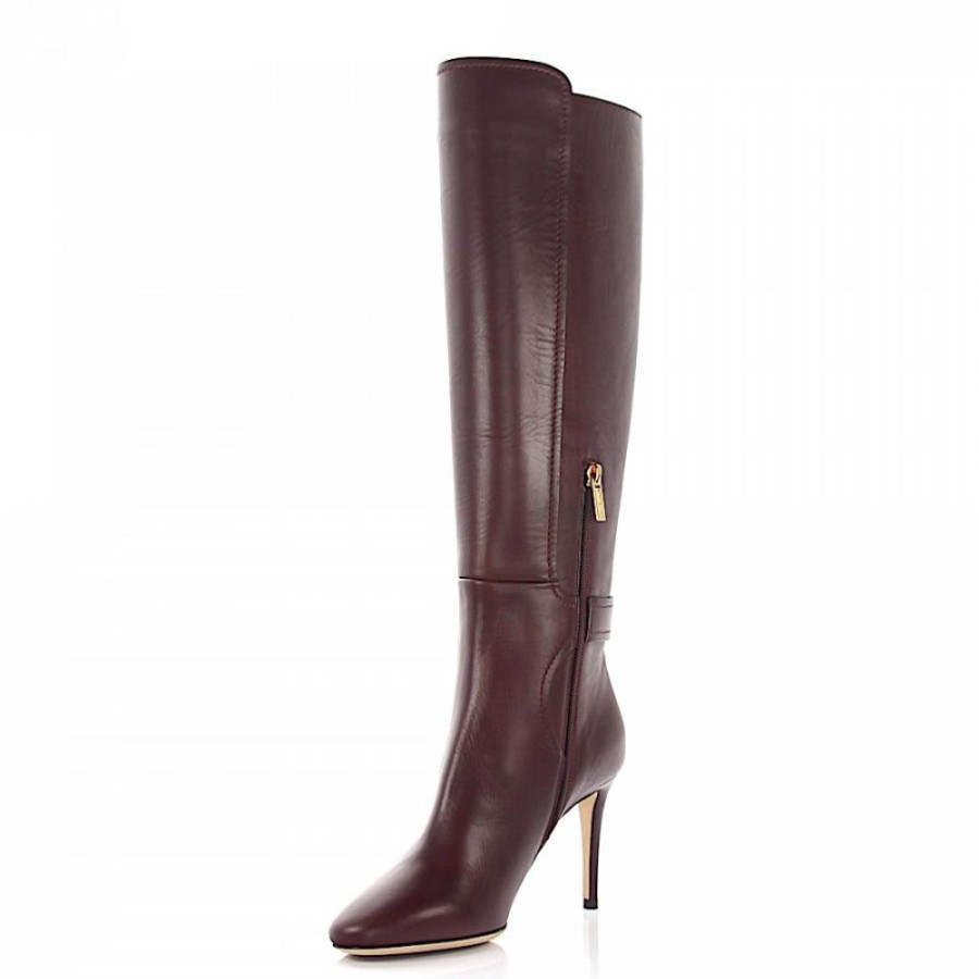 Damen Jimmy Choo Stiefel | Stiefel Darwin 85 Kalbslederzierschnalle Bordeaux