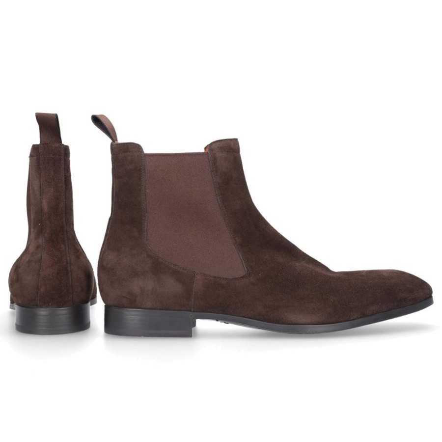 Herren Santoni Stiefel | Chelsea Boots 13414 Veloursleder