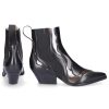 Damen Sergio Rossi Stiefeletten | Chelsea Boots A82880 Glattleder Pvc Schwarz