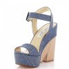 Damen Jimmy Choo Sandalen | Sandalen Clogs Nico Plateau Bast Gewebt Blau