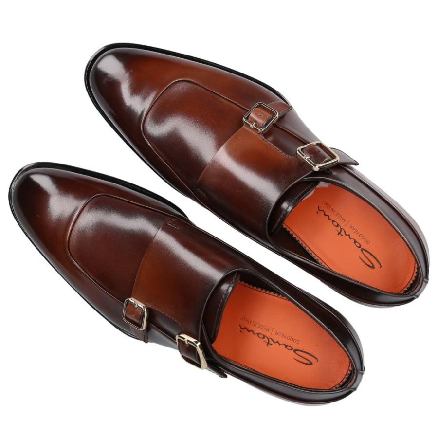 Herren Santoni Monk Schuhe | Monk Schuhe 18239 Kalbsleder