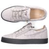 Herren Giuseppe Zanotti Sneaker | Sneaker Low Frankie Kalbsleder Logo Metallisch Grau