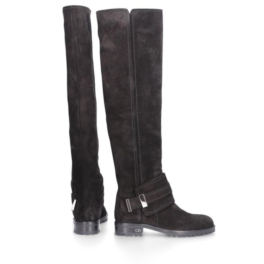 Damen Dior Stiefel | Stiefel Schwarz Kalbslederveloursleder Logo Zierschnalle Schwarz