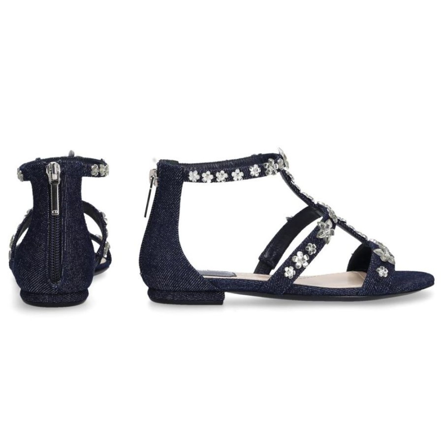 Damen Dior Sandalen | Sandalen Garland Denim Blau Schmuckverzierung