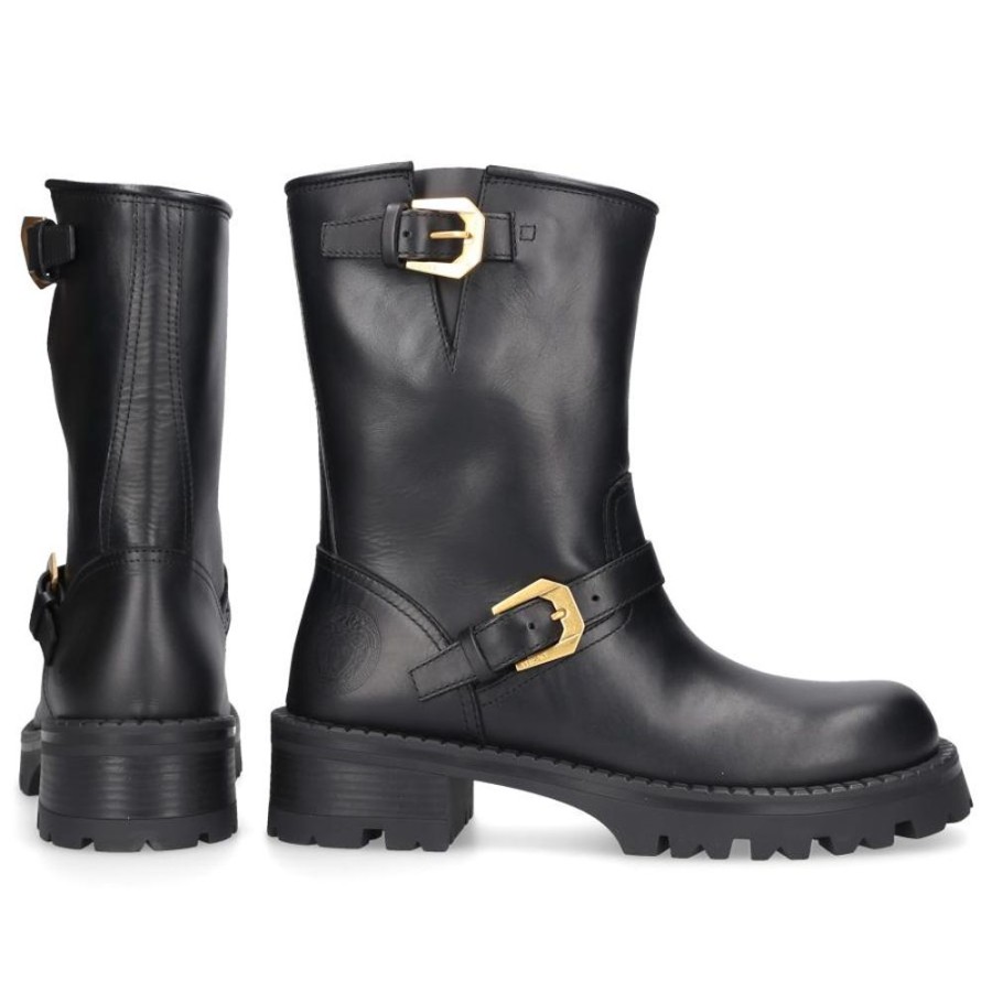 Damen Versace Stiefeletten | Cowboy-/ Bikerstiefeletten T.35 Biker Kalbsleder