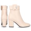 Damen Sergio Rossi Stiefeletten | Stiefeletten Sr Mia 075 Nappaleder Logo Beige