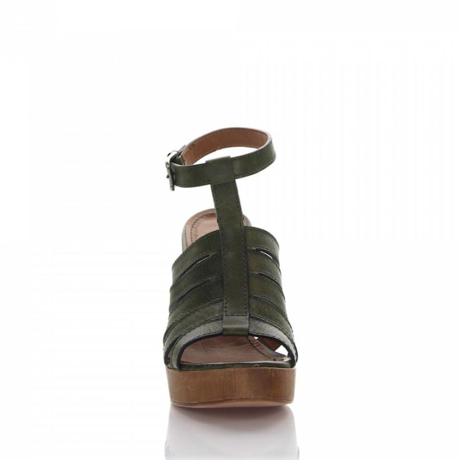 Damen Rossano Bisconti Sandalen | Sandalen Cibreo Plateau Knochelriemchen Leder Grun