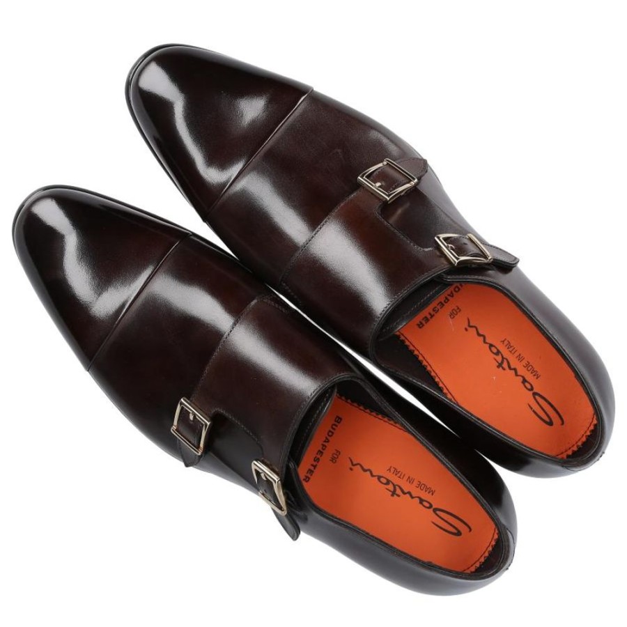 Herren Santoni Monk Schuhe | Monk Schuhe 11652 Kalbsleder