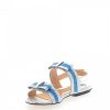 Damen Truman's Sandalen | Sandalen 8742 Kalbsledermetallisch Schleife Blau Silber