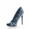 Damen Dolce & Gabbana Pumps | Peeptoes Glattleder Leo Print Blau Schwarz