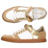 Damen Dsquared2 Sneaker | Schnurer Glattleder Kalbslederveloursleder Logo Beige Gold Weis