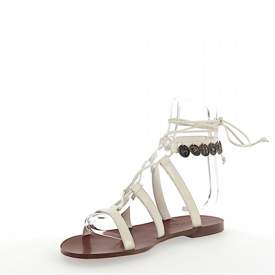 Damen Dior Sandalen | Sandalen Zodiac Leder Weiss Metallverzierung