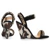 Damen Giuseppe Zanotti Sandalen | Keilsandalen Coline Knochelriemchen Veloursleder Schwarz Canvas Camouflage