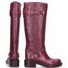 Damen Balenciaga Stiefel | Stiefel Rot Lammleder Metallverzierung Zierschnalle Bordeaux