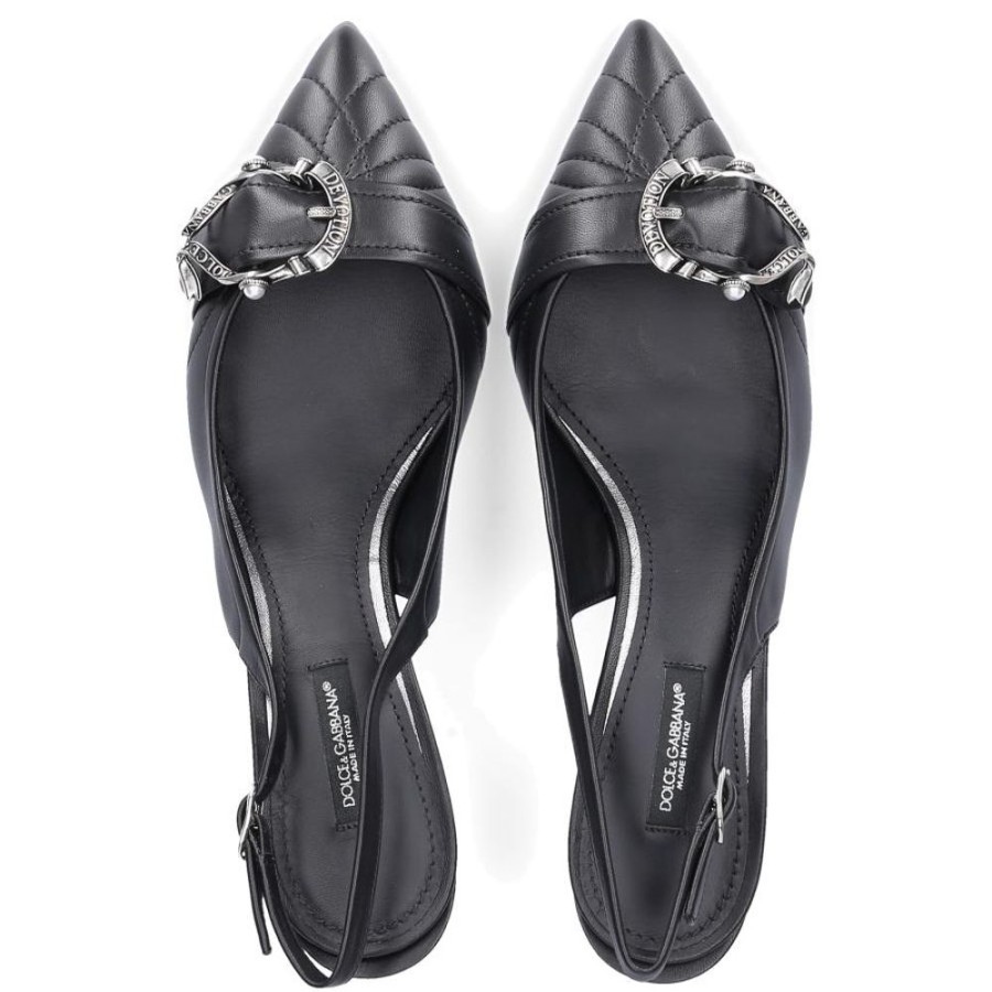 Damen Dolce & Gabbana Pumps | Slingpumps Lori Rnappaleder Metallspange Schwarz