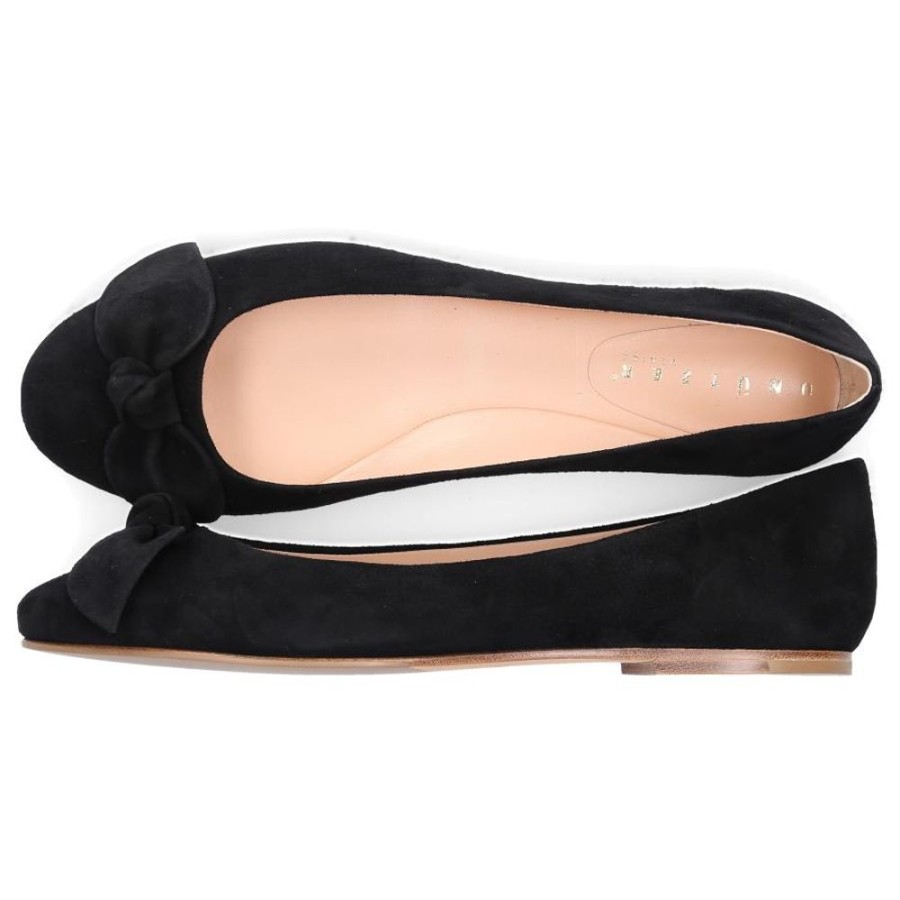 Damen Unützer Ballerinas | Ballerinas 8652 Veloursleder Schleife Schwarz