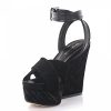 Damen Sergio Rossi Sandalen | Keilsandalen Hannelore Samt Schwarz