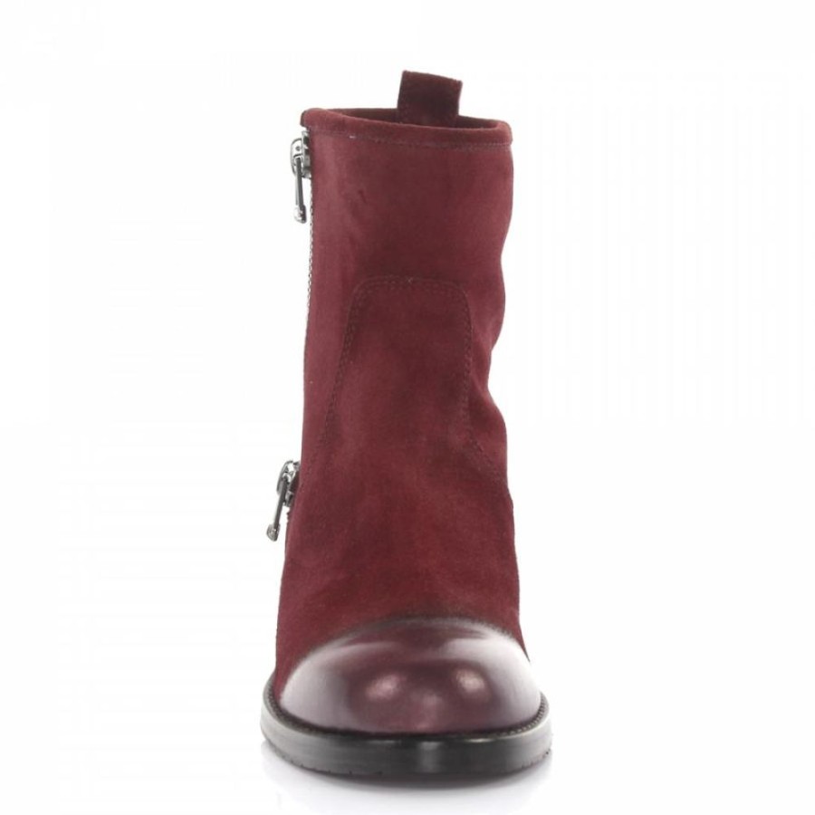 Damen Jimmy Choo Stiefel | Stiefel Kalbslederveloursleder Finished Logo Zierreisverschluss Bordeaux