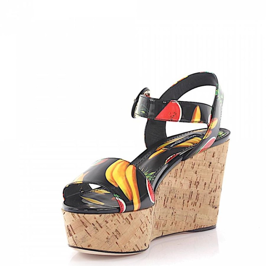 Damen Dolce & Gabbana Sandalen | Keilsandaletten Print Schwarz Bunt