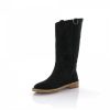 Damen UGG Stiefel | Stiefel Fell Kalbslederveloursleder Logo Ziernaht Schwarz