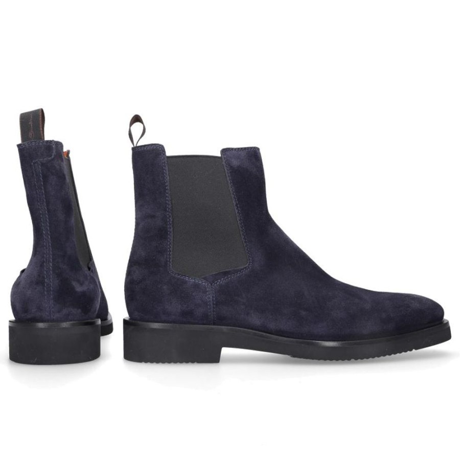 Herren Santoni Stiefel | Chelsea Boots 17759 Veloursleder