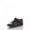 Damen Lanvin Sneaker | Sneaker Low Fell Kalbslederleo Print Braun-Kombi Schwarz