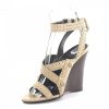 Damen Balenciaga Sandalen | Wedge Sandalen Leder Beige Lochmuster