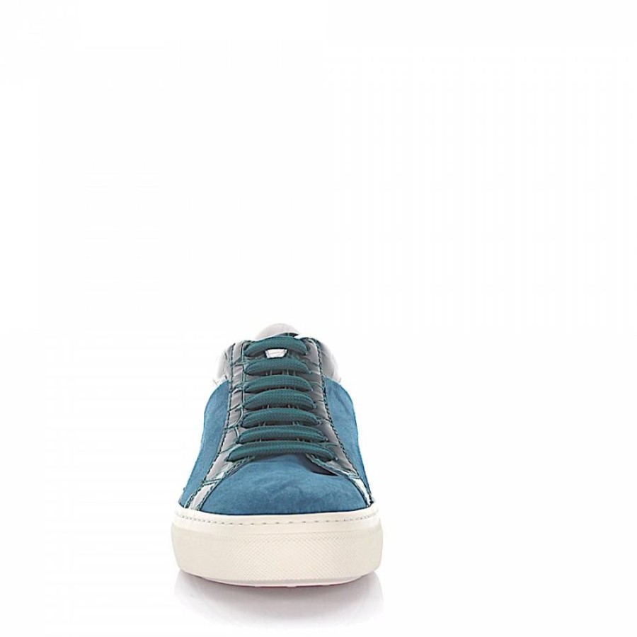 Damen Tod's Sneaker | Tods Sneakers Sportivo Veloursleder Turkis Leder Grun Krokodilpragung