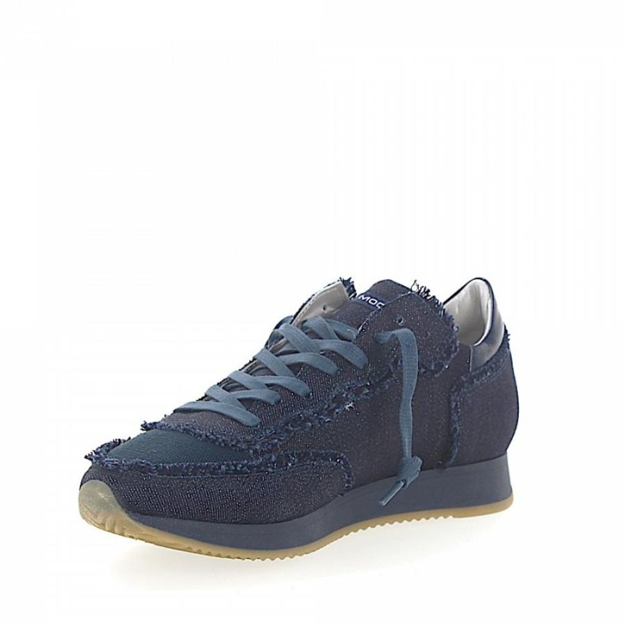 Damen Philippe Model Sneaker | Sneaker Low Veloursleder Fransen Logo Dunkelblau