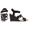 Damen Balenciaga Sandalen | Sandalen Amp Mit Keilabsatz Leder Schwarz Nieten