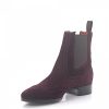 Damen Santoni Stiefeletten | Chelsea Boots Veloursleder Bordeaux