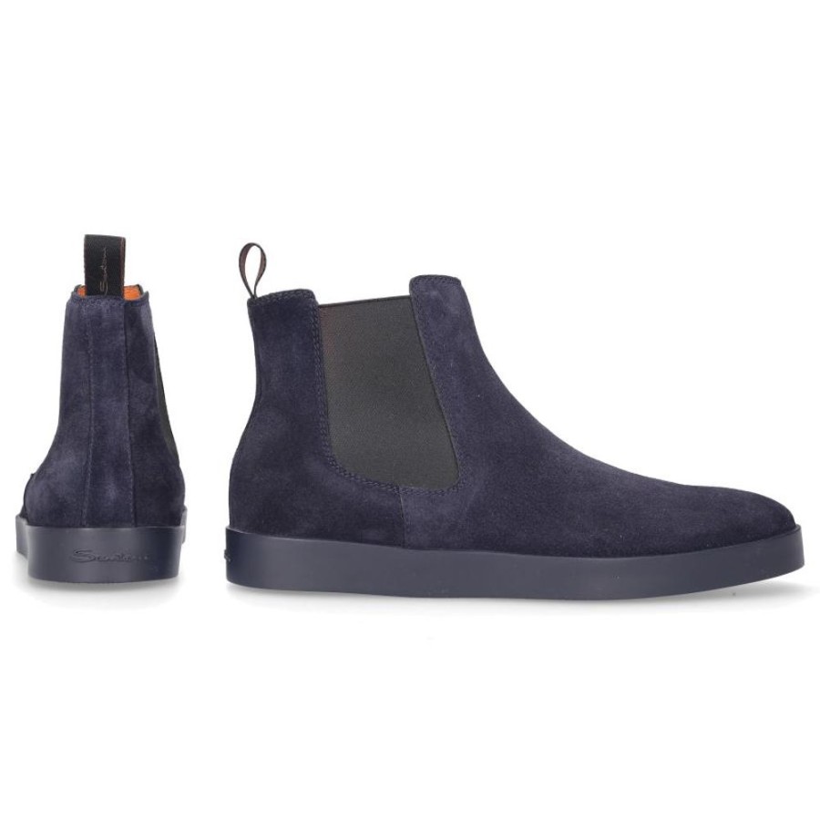 Herren Santoni Stiefel | Chelsea Boots 17833 Veloursleder