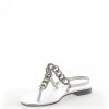 Damen Emanuela Caruso Sandalen | Zehentrenner Kalbsledermetallisch Silber