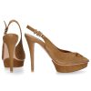 Damen Gianvito Rossi Pumps | Plateaupumps Slingpumps Veloursleder Beige