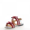 Damen Truman's Sandalen | Sandalen 8742 Glattleder Metallisch Schleife Rot Silber