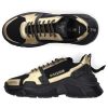 Damen Hide & Jack Sneaker | Sneaker Low Speedbump Kalbsleder Logo Gold Schwarz