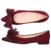 Damen Unützer Ballerinas | Ballerinas 8501 Veloursleder Schleife Bordeaux