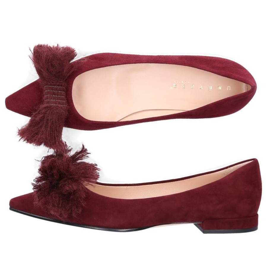 Damen Unützer Ballerinas | Ballerinas 8501 Veloursleder Schleife Bordeaux