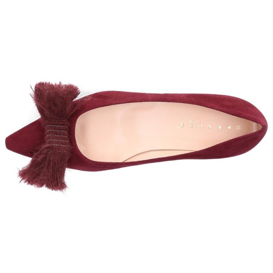 Damen Unützer Ballerinas | Ballerinas 8501 Veloursleder Schleife Bordeaux