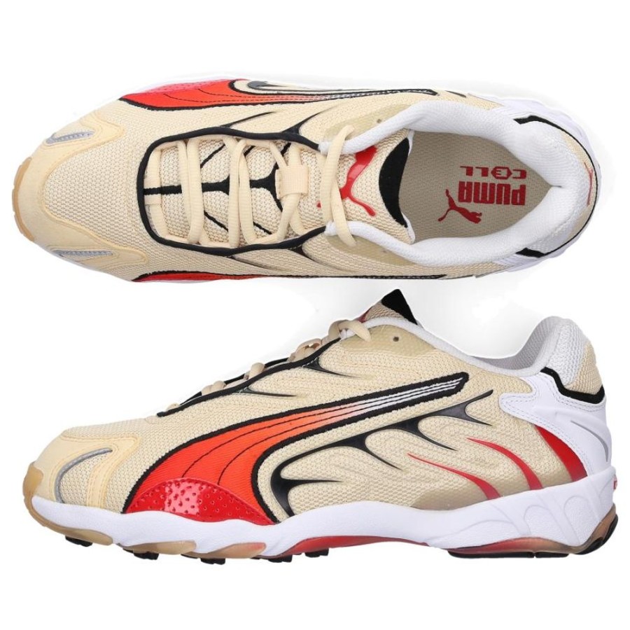 Herren PUMA Sneaker | Sneaker Low Inhalenylon Logo Beige-Kombi Rot