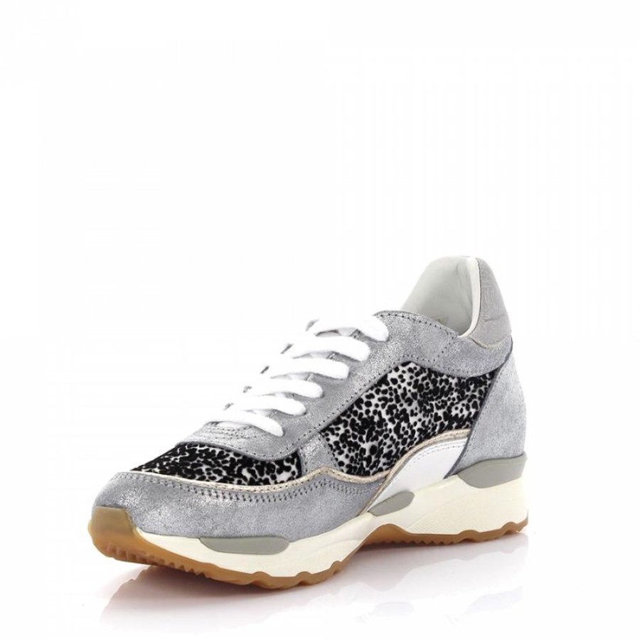 Damen Philippe Model Sneaker | Sneaker Low Bassa Kalbsleder Finished Logo Schwarz Silber Weis