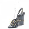 Damen Balenciaga Sandalen | Keilsandaletten Glattleder Kalbsledernieten Blau