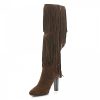 Damen Saint Laurent Stiefel | Stiefel Lily 95 Veloursleder Fransen Braun